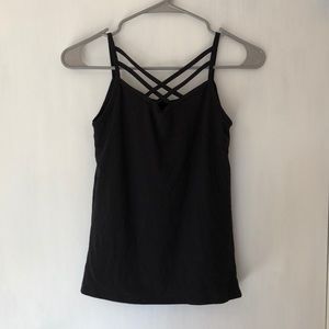 Black cross over tank top
